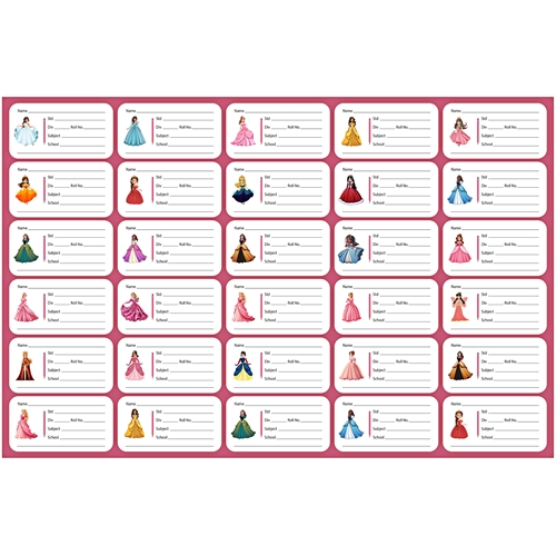 Party Supplies School Notebook Label Sheet | Princess Theme